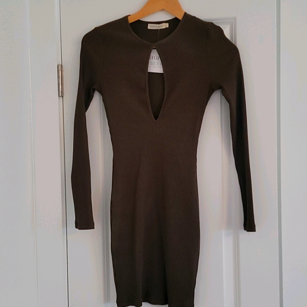 NWT. Brown KeyHole Mini Dress.